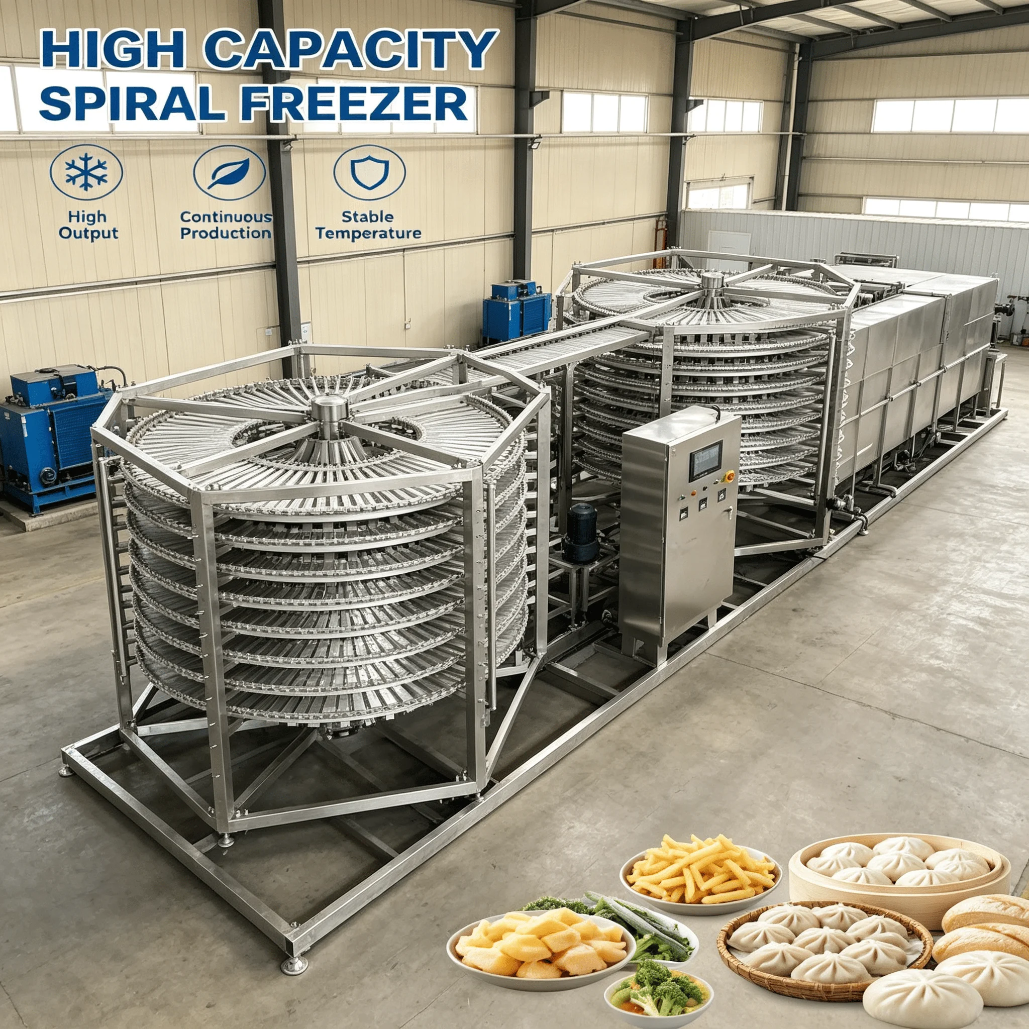 Spiral Freezer Industrial Quick Freezing Machine CE Certification for Shrimp Fish Seafood Plant Customized