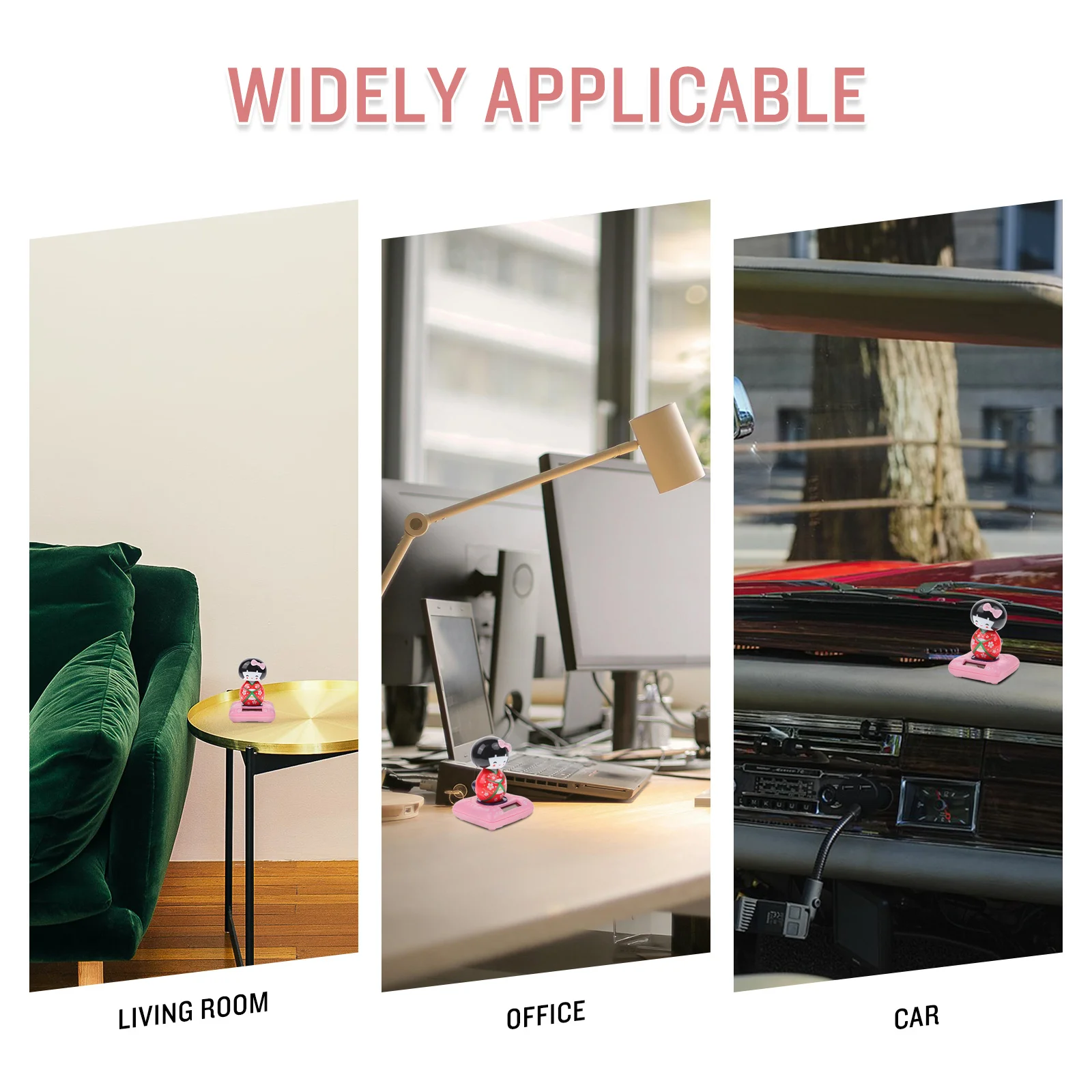 

NOLITOY Kimono Car Ornament Solar Powered Nodding Japanese Decor Auto Random Color