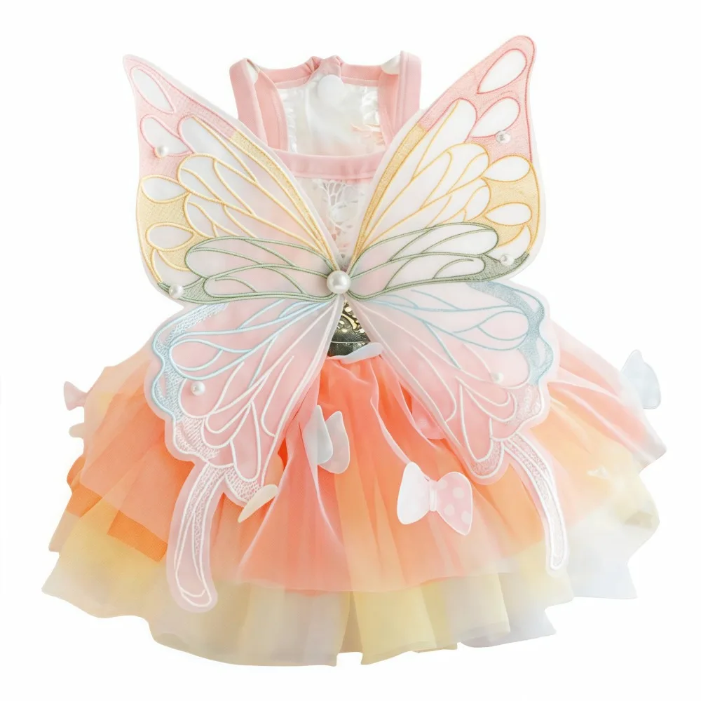 Rainbow Butterfly Tulle Pet Dress 1