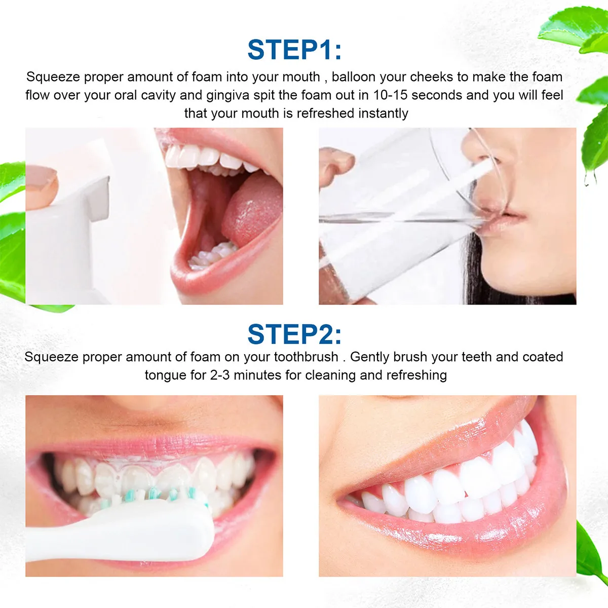 60Ml Whitening Mousse Toothpaste Excellent Cleaning Performance Safe Gentle Foam for Tooth Whitening Oral Hygiene Portable