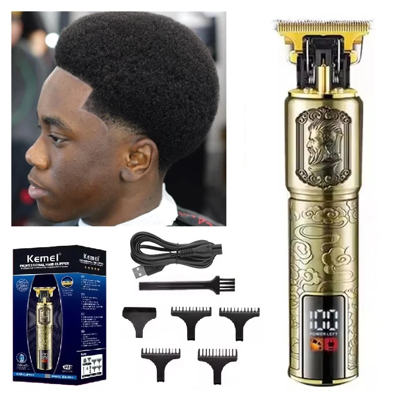 

Kemei профессиональный электрический триммер для волос для мужчин, машинка для стрижки бороды, парикмахерская машина для стрижки волос, перезаряжаемый металлический корпус
