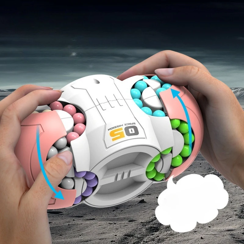 Eight-sided Rotation Finger Magic Beans Spin Gyro Antistress Capybara Fries Hamburger Fingertip Cube Bead Puzzles Game Kid Gifts