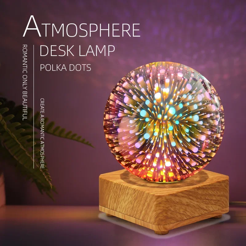 

w LED 3D Dot Nightlight Christmas Romantic Atmosphere Small Desk Lamp USB Dreamy Magic Cube Atmosphere Light Bedlight