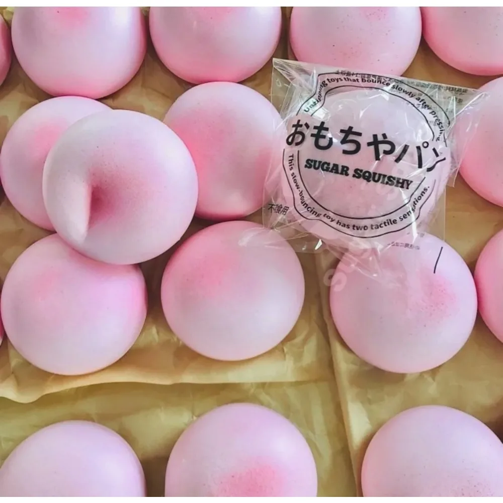 Squishy Simulated Pink Buns Squeeze Toy Soft Stress Relief Slow Rising Sensory Fidget for Anxiety ADHD Autism Gifts for Kids image 3
