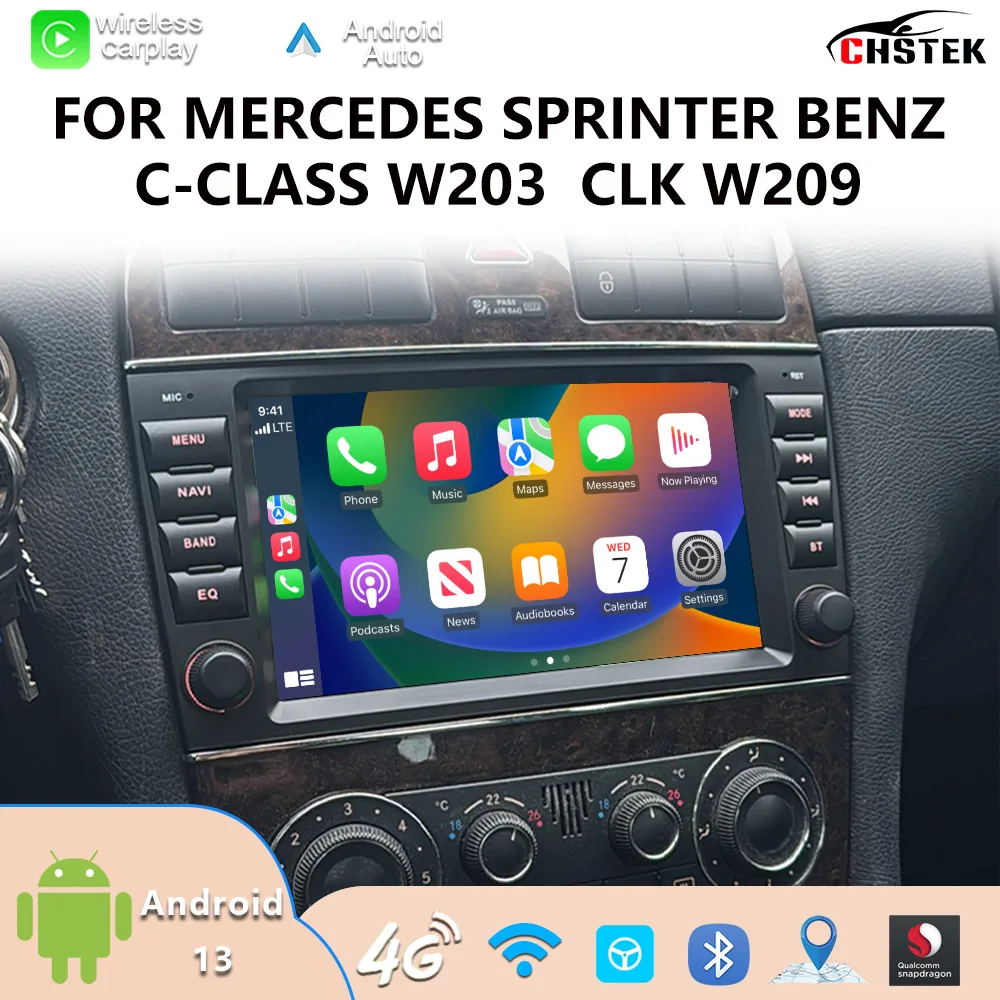 

CHSTEK CarPlay Multimedia Touchscreen OEM Car Radio For Mercedes Benz C-Class W203 CLK W209 2004-2007 4G GPS WiFi Video Player