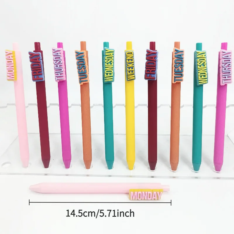 2025 New Weekly Surface Mount Pen Weekly Theme PVC Soft Rubber Surface Mount Ballpoint Pen, Student Writing Gift Pen