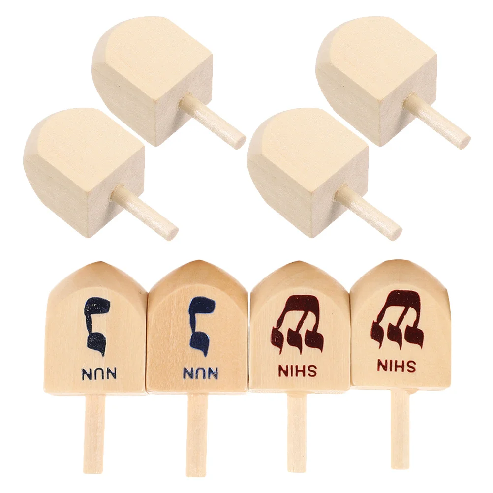 Conjunto de 8 Peças de Dreidel de Madeira para Crianças, Jogo Educativo de Coordenação Mão-Olho, Habilidade Motora Fina