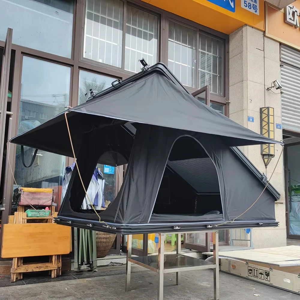 Triangle Hard Shell Rooftop Tent Hard Shell Outdoor Logo Custom Car Camping Tent Aluminum Hardshell Roof Top Tents