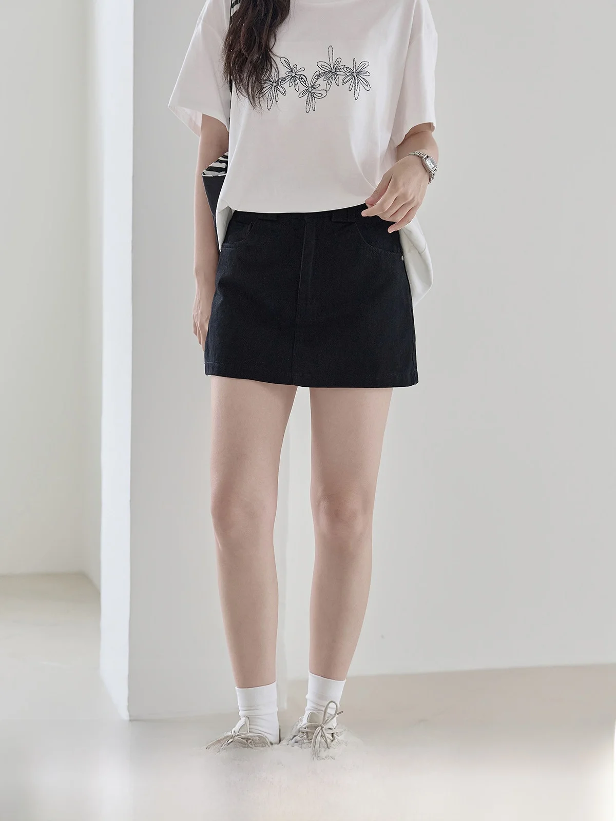 

High Waist A-Line Skirt Women's Denim Skirts Black Slimming Summer New Style Versatile Commute Korean Style Half-length ...