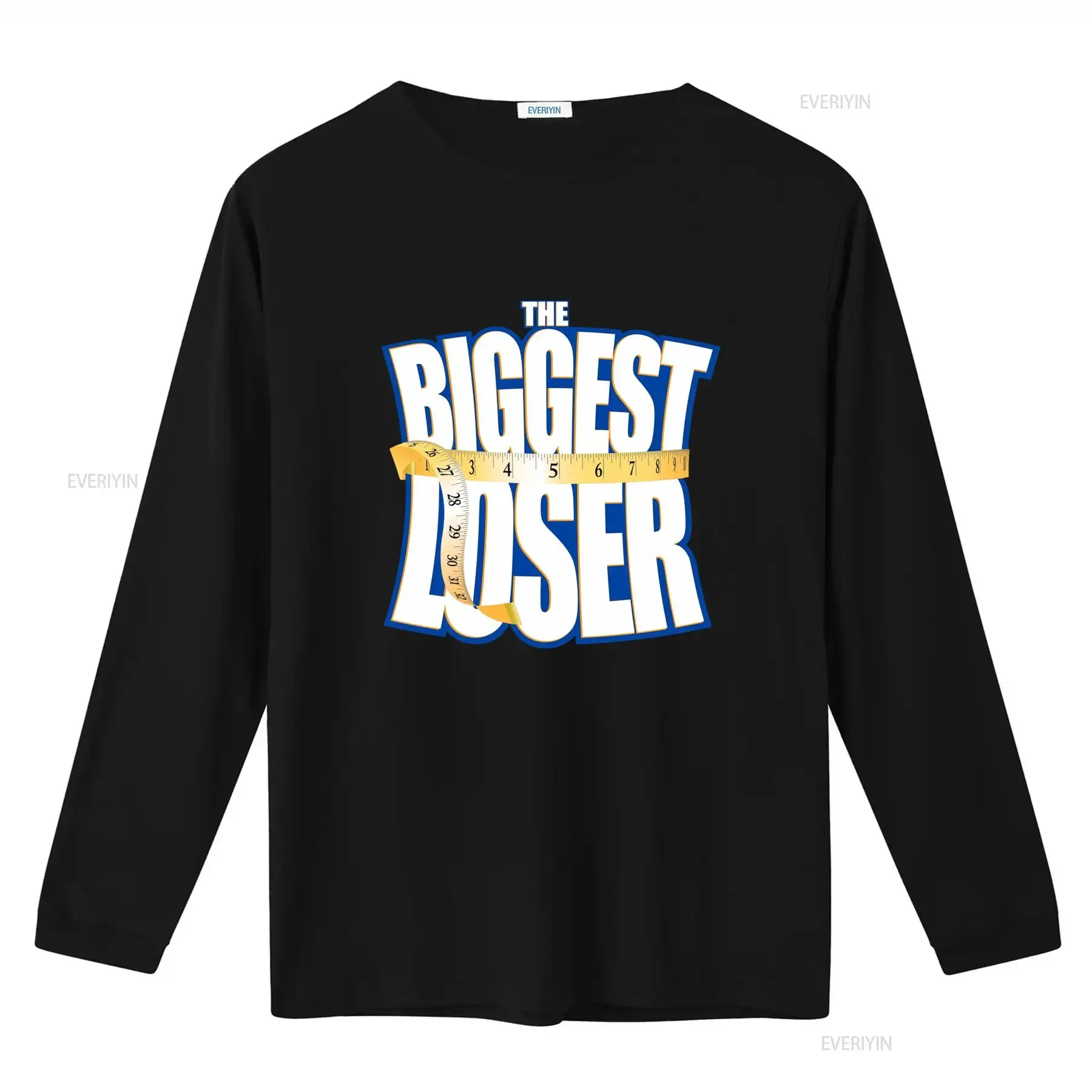 The Biggest Loser TV Show Men's Black T Shirt with Measuring Tape Print Size S 5XL vintage Washed Stylish Unisex Slightly