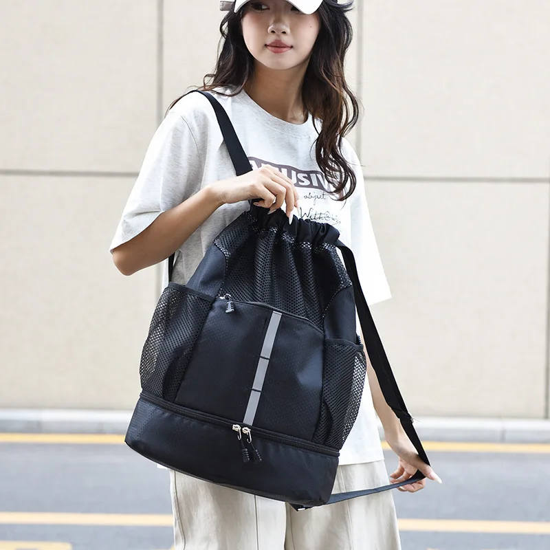 

Women Men Outdoor Drawstring Sports Backpack Waterproof Dry Wet Separation Sport Shoulder Bags Large Capacity Fitness Yoga Bag