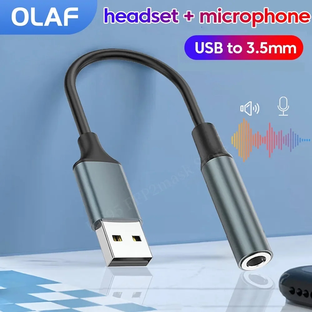 

USB to 3.5mm Audio Jack Adapter USB A to 3.5mm Aux Cable USB to Audio Jack Adapter Headset USB External Sound Card For Computer