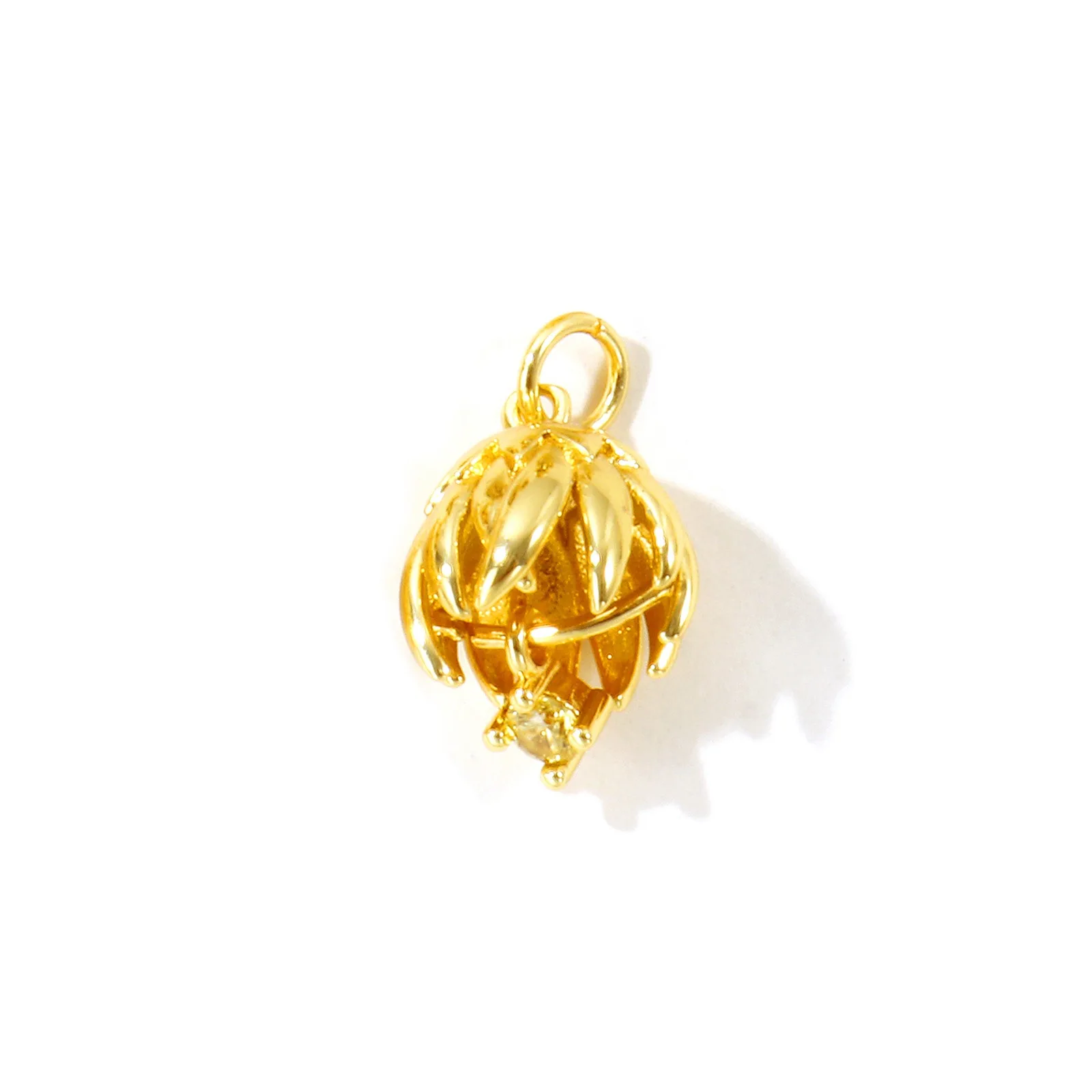 2 Stück Zirkonia-Geburtsmonatsblumen-Anhänger, 18K vergoldetes Messing, für DIY-Halsketten-Schmuckherstellung, Großhandel – Detail 11