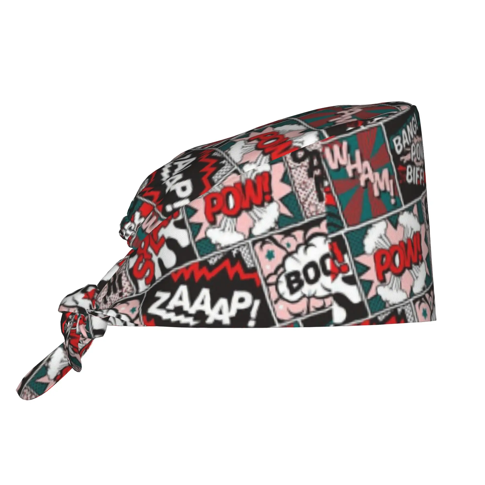 Vintage Comic Book Breathable Scrub Hat Surgical Scrub Caps Unisex Nurse Medical Cap  Work Scrubs Hat for Medical Surgical