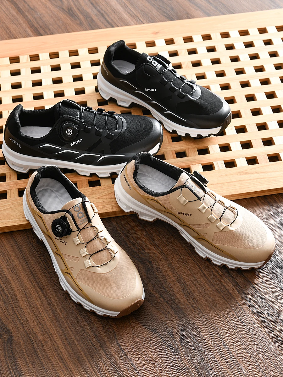 

Lightweight Sporty Men's Shoes with Rotating Button Rubber Outsole Anti-slip Casual Running Shoes Comfortable All-Season Foot...