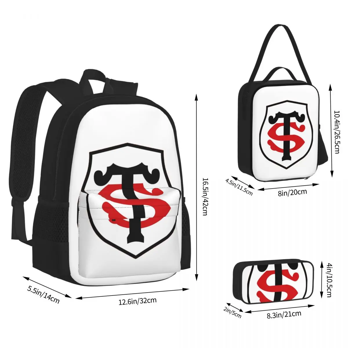 Toulouse Stadium Cartoon escola sacos para crianças, meninos e meninas mochila, mochila infantil, lancheira, saco de caneta, conjunto de 3 peças, 4 (8)