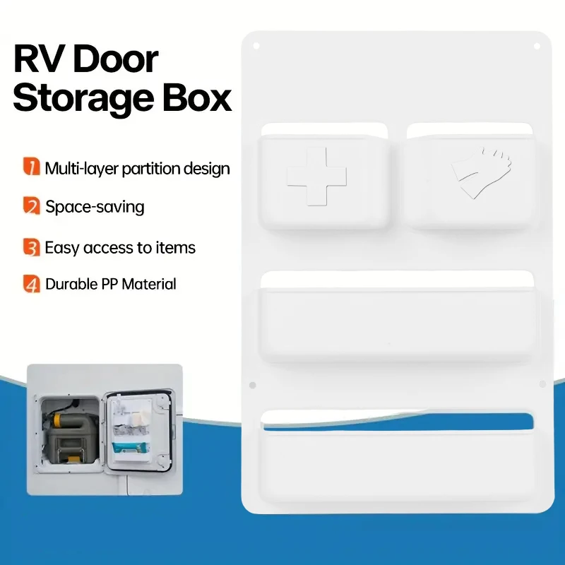 1PC For Kassett Shelf Box White Motorhome Caravan Toilet Compartment Door Storage Pocket High Quality RV Storage