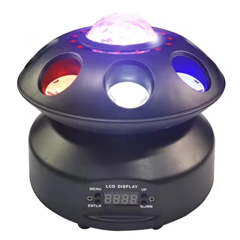 Lampu panggung warna multi lampu disko LED UFO Mini lampu pesta 8*3W lampu Led RGBW untuk disko Dj acara pernikahan pesta malam