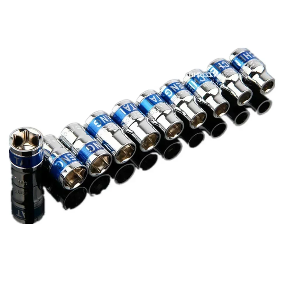 8-36mm 1/2 Inch CR-V Steel Anti-rust Treatment Ratchet Wrench Socket Blue Drive Short Hex Sockets for Nut Removal