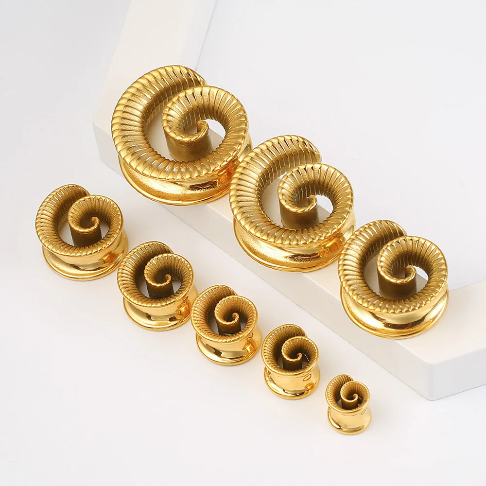 2PCS Round Spiral Saddle Plugs for Stretched Lobe