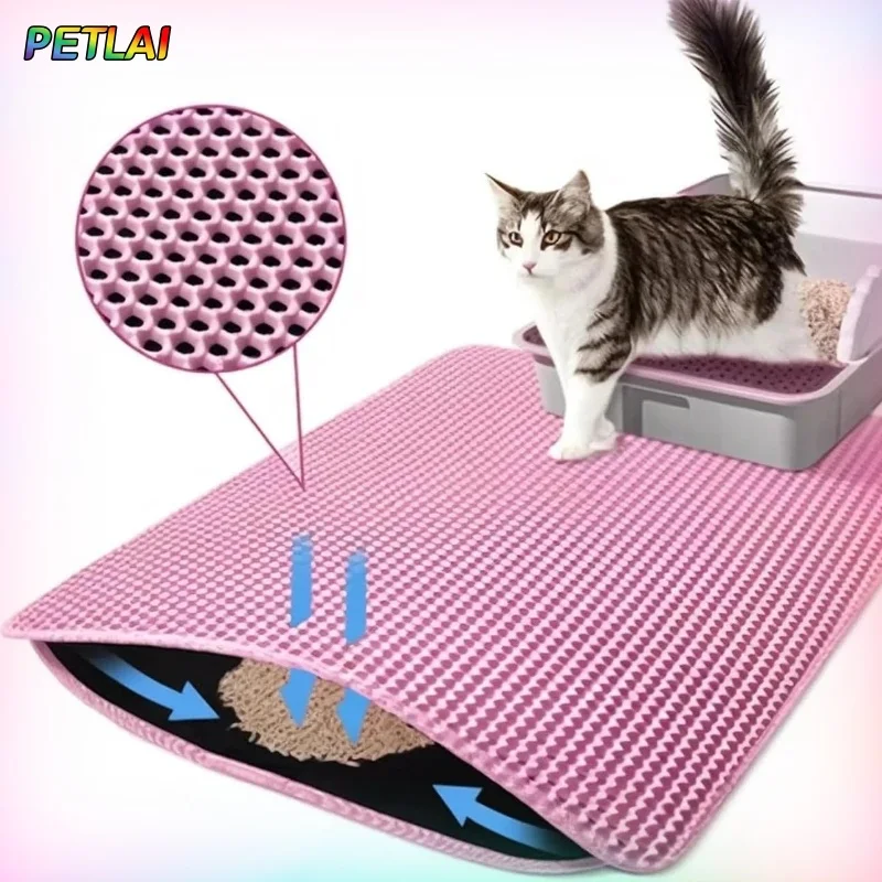 Cat Litter Mat Double Layer Pet Non Slip Big Pet Litter Box Filter MatWear Resistant Waterproof Anti-slip Cat Litter Mat