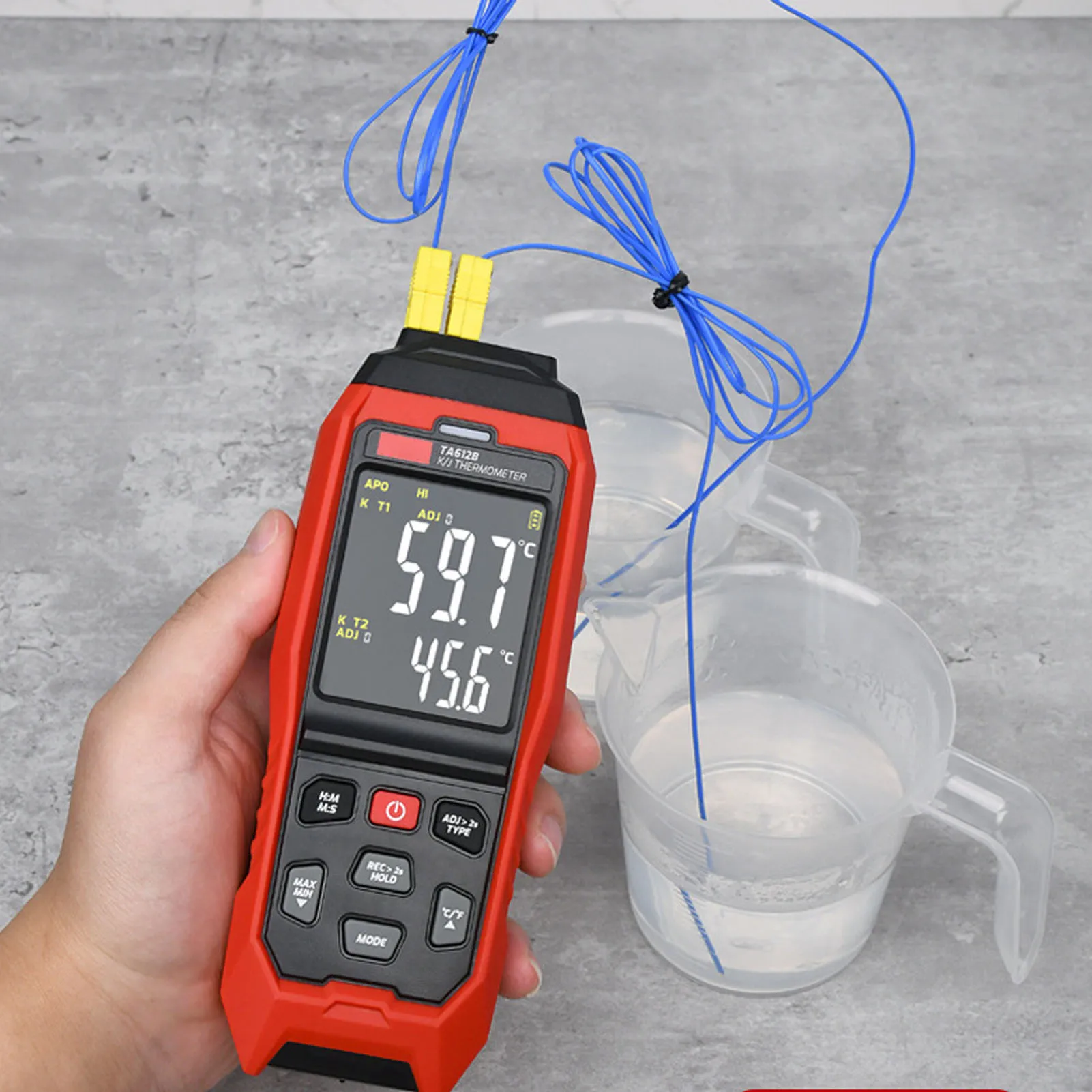 K Type Thermocouple Thermometer 4 Channel Accurate Measurement Digital Contact Thermometer Red K Type Thermocouple Thermometer