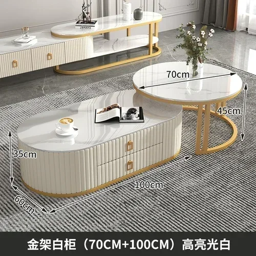 Coffee Tables Luxury Design Furniture for Home Living Room Marble Nordic Small Modern Mesa Lateral Aesthetic Coffe Side White