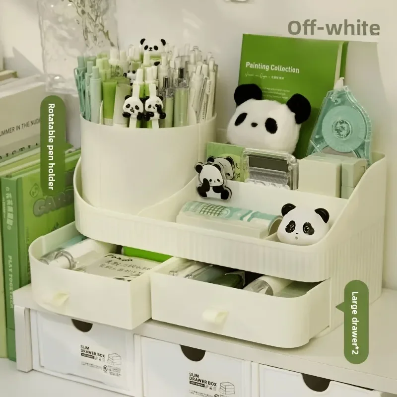 Multifunctional Rotating Desk Cosmetics Organizer with Large Drawer Storage 360° Spinning Shelve Large-capacity Storage for Home 5