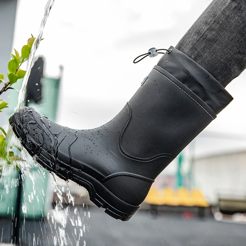 

Men's Mid-calf Rain Boots Lightweight and Waterproof Shoe 2025 New Style Fashionable Mid-calf Outdoor Slip-resistant Water Shoes