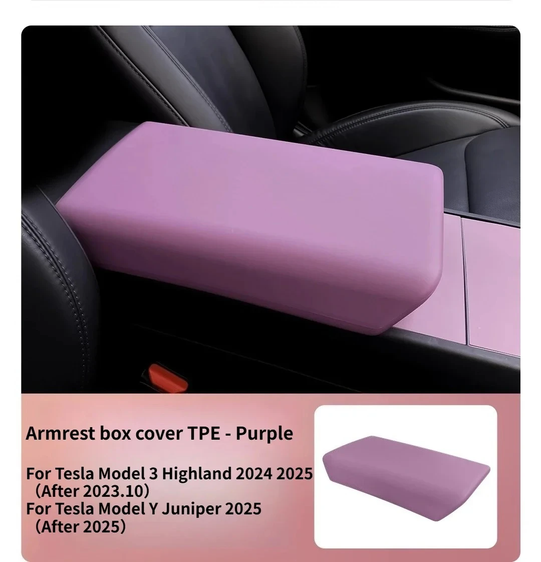 TPE Mittelkonsolen-Armlehnenabdeckung für Tesla Model Y/3/3+ Juniper Finish Schutzgehäuse Auto-Zubehör – Detail 6