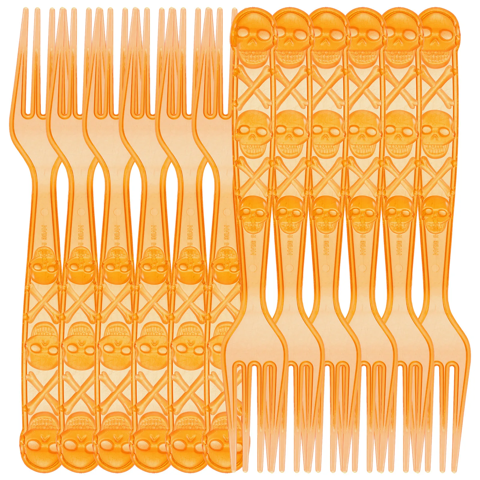 

12pcs Halloween Party Tableware Set Plastic Utensils Skull Design Cake Cutlery Supplies For Birthday Carnival Decoration