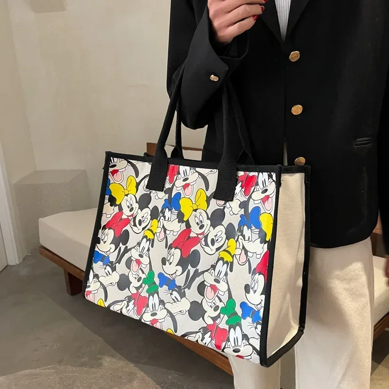 

Disney cartoon Mickey Mouse canvas shoulder bag female tote bag 2022 new handbag shopping bag shoulder tote