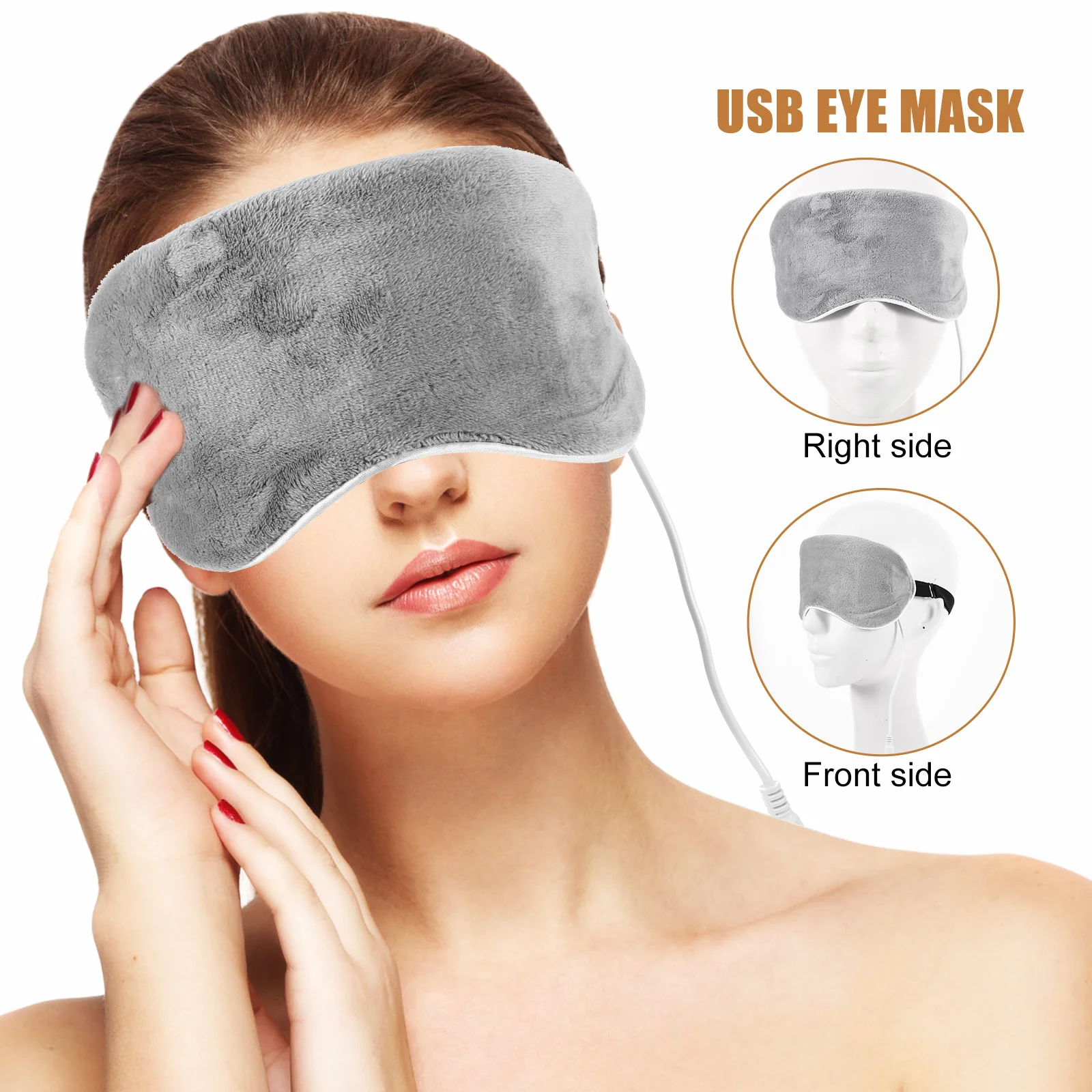 USB Eye Mask Heat Compress Blindfold Sleeping Steaming Heated Masks for Dry Eyes Nose Warming Streamer Rechargeable