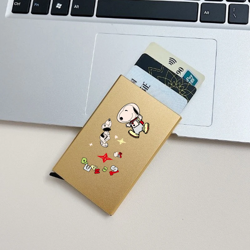 スヌーピー Rfid スマートウォレットカードホルダー金属薄 - Card Case Minimalist のレビューと価格