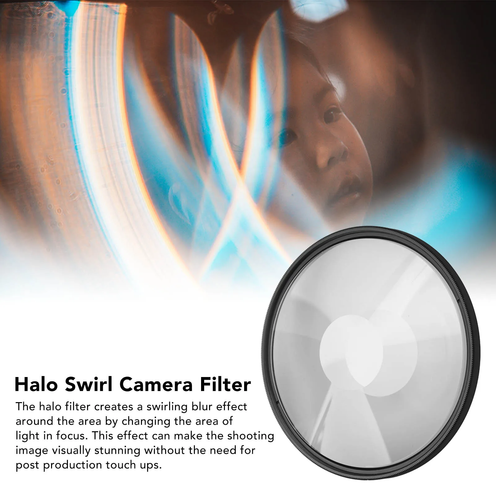 Halo Swirl Camera Filter Halo Special Effects Filter Widely Used Grease Resistant Optical Glass for Landscape Photography