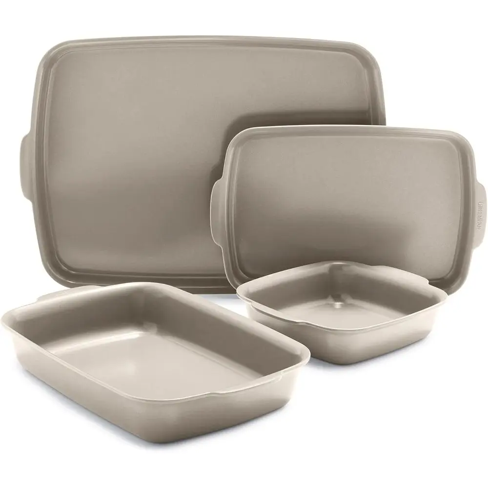 

4-Piece Nonstick Bakeware Set: PAS-ree, Regular, Square, Quarter, Half Sheet Pans, Warp-Resistant, Oven & Broiler Safe up to 600