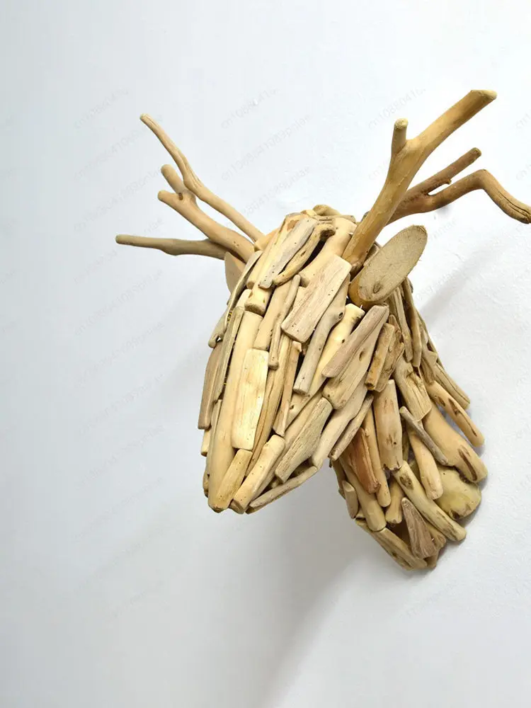 Solid Wood Deer Head Wall Art Entrance Bar Decoration
