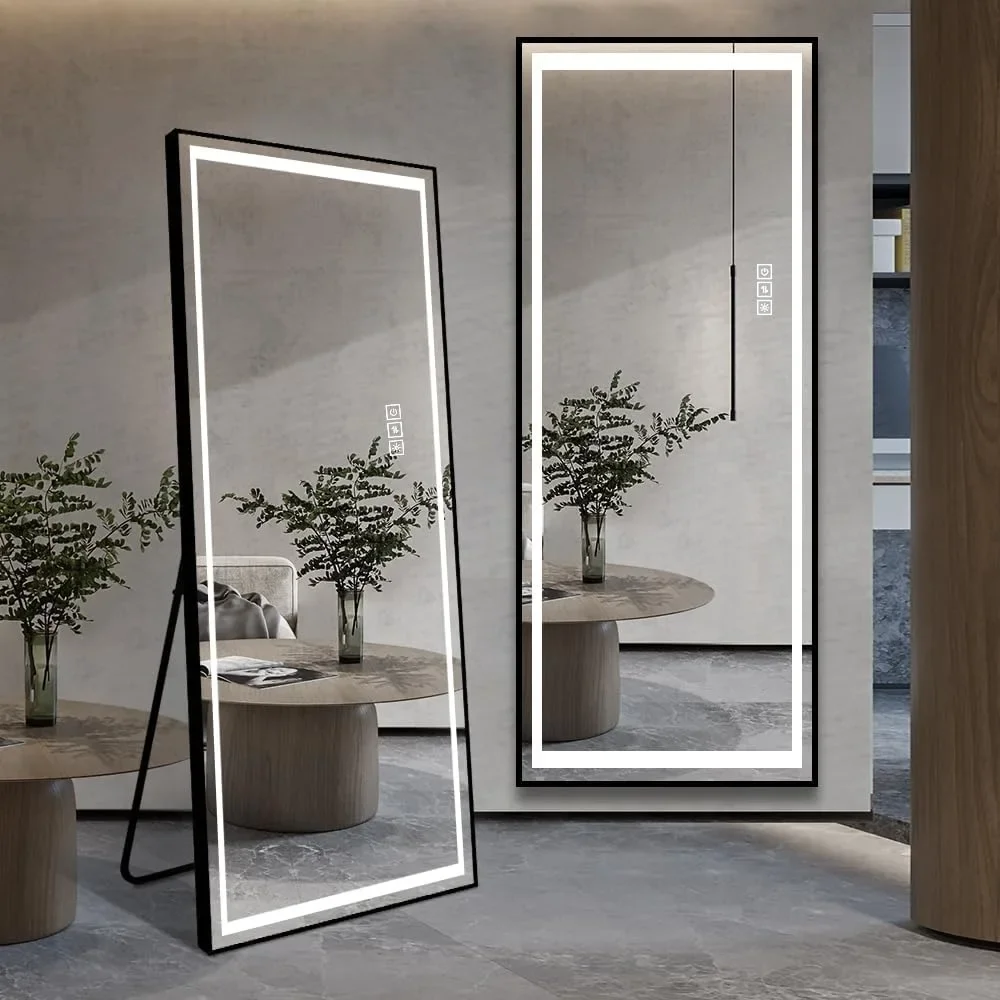 LED Mirror Full Length Mirror with Lights Wide Standing Tall Full Size Mirror for Bedroom/Bathroom Giant Full Body Mirrors