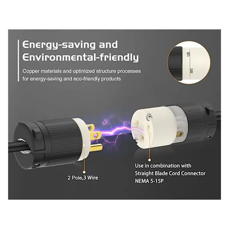 Need 2-Pack NEMA 5-15R Cord Connector Receptacles Outlet Female Plug Replacement Cord Outlet 15 Amp 125 Volt 2 Pole 3 Wire