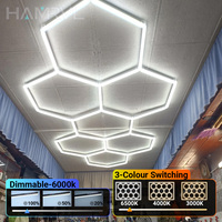 Dimmable Hexagon LED Lighting For Garage Barber Ceiling Lights 3 Color Change 6000K/4000K/3000K honeycomb Tube Gym Room WorkShop