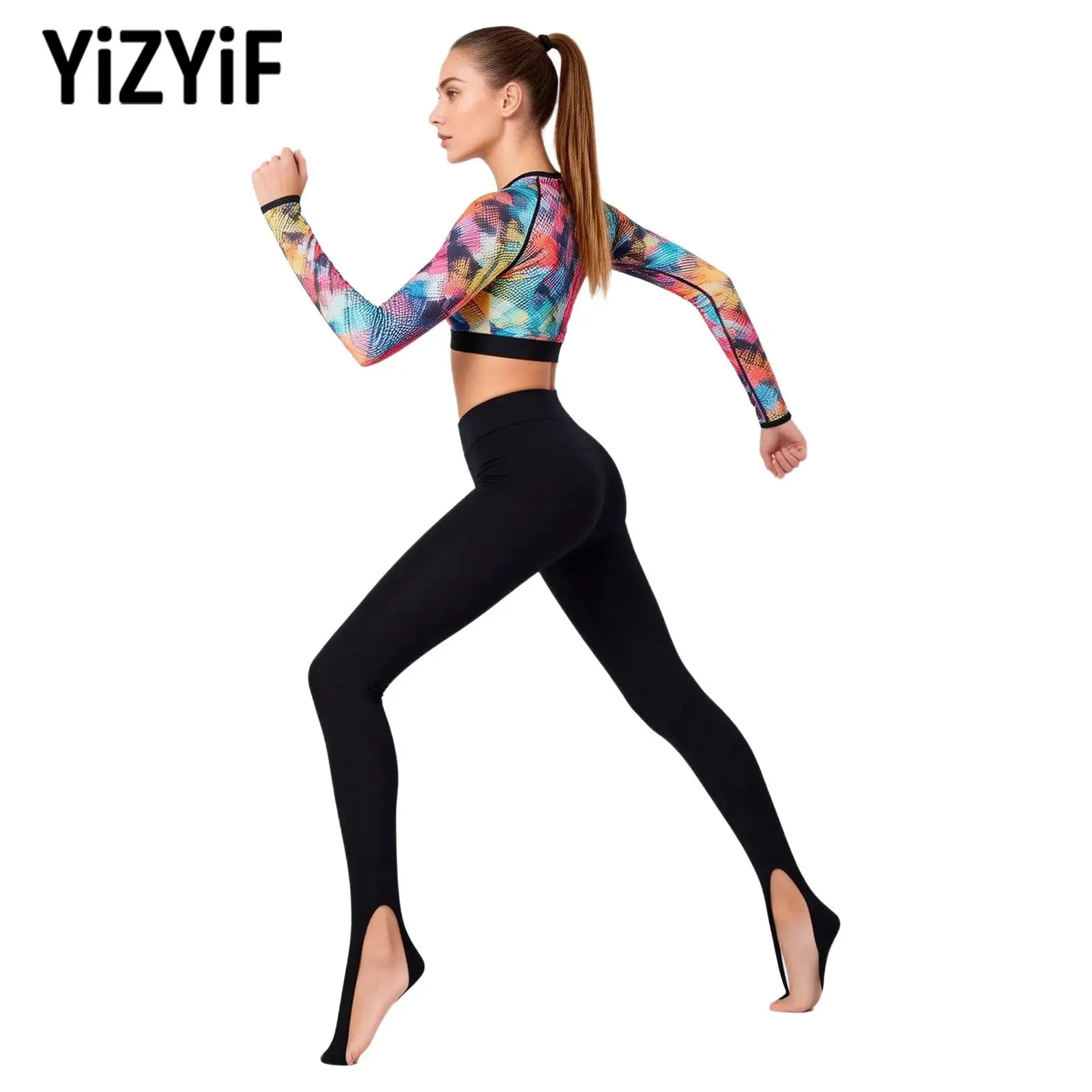 

Womens Stirrup Leggings Dance Yoga Gym Fitness Running Sportswear Ladies High Waist Elastic Waistband Tummy Control Skinny Pants