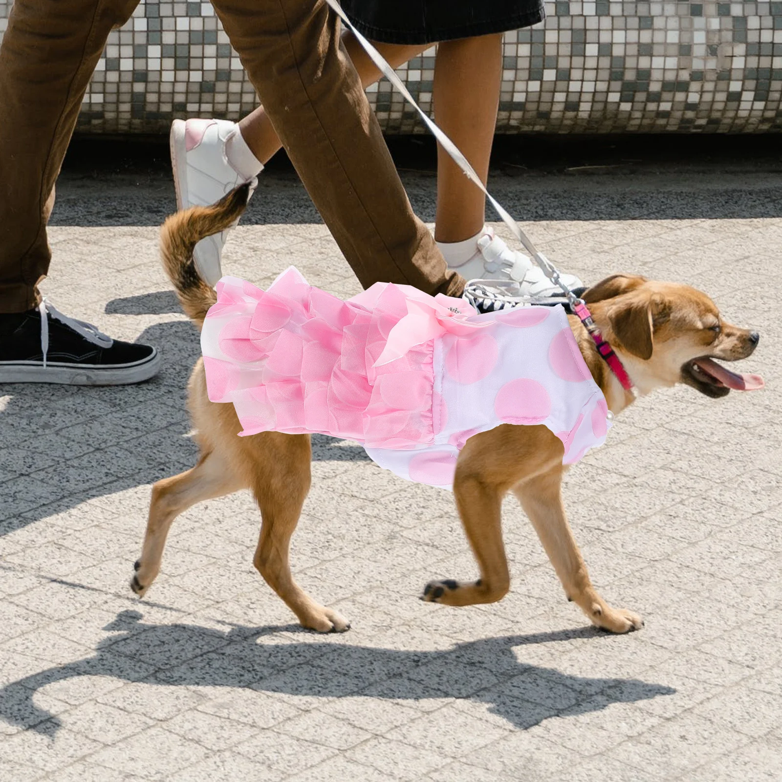 

Pink M Pet Dog Skirt Lace Bowknot Design Cozy Clothing for Special Occasions Photo Taking Easy to Put on Comfortable