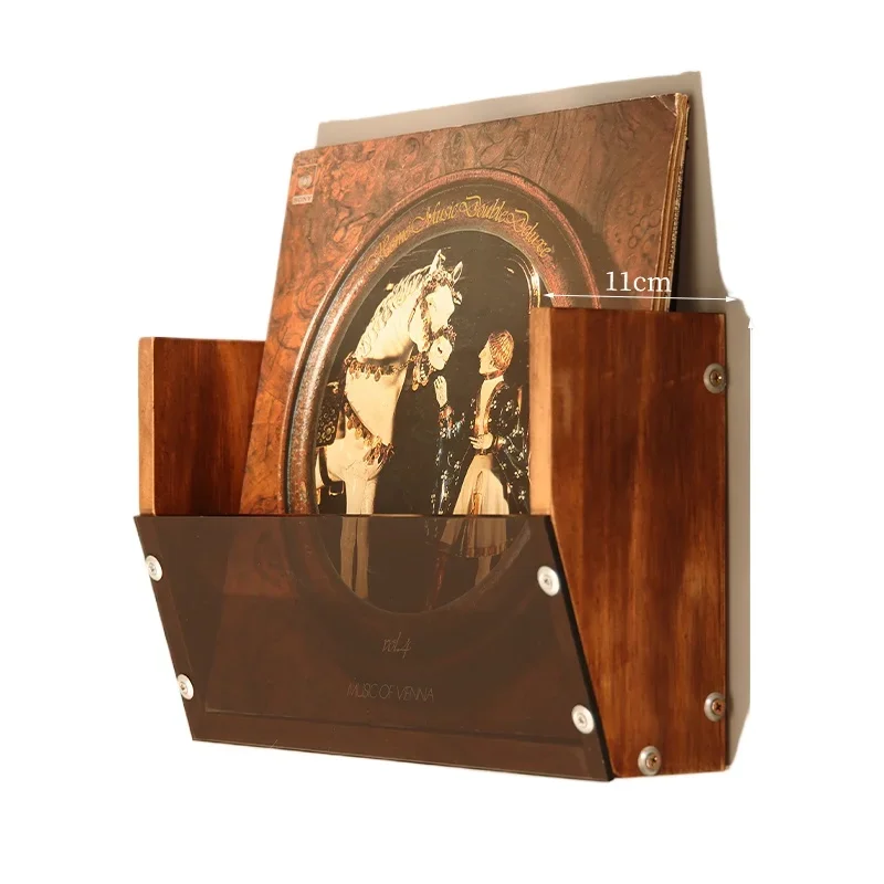 

Wall-mounted Solid Wood Vinyl Record Storage Rack Retro Cafe 12 Inch LP Display Stand Simple Large Capacity CD Box