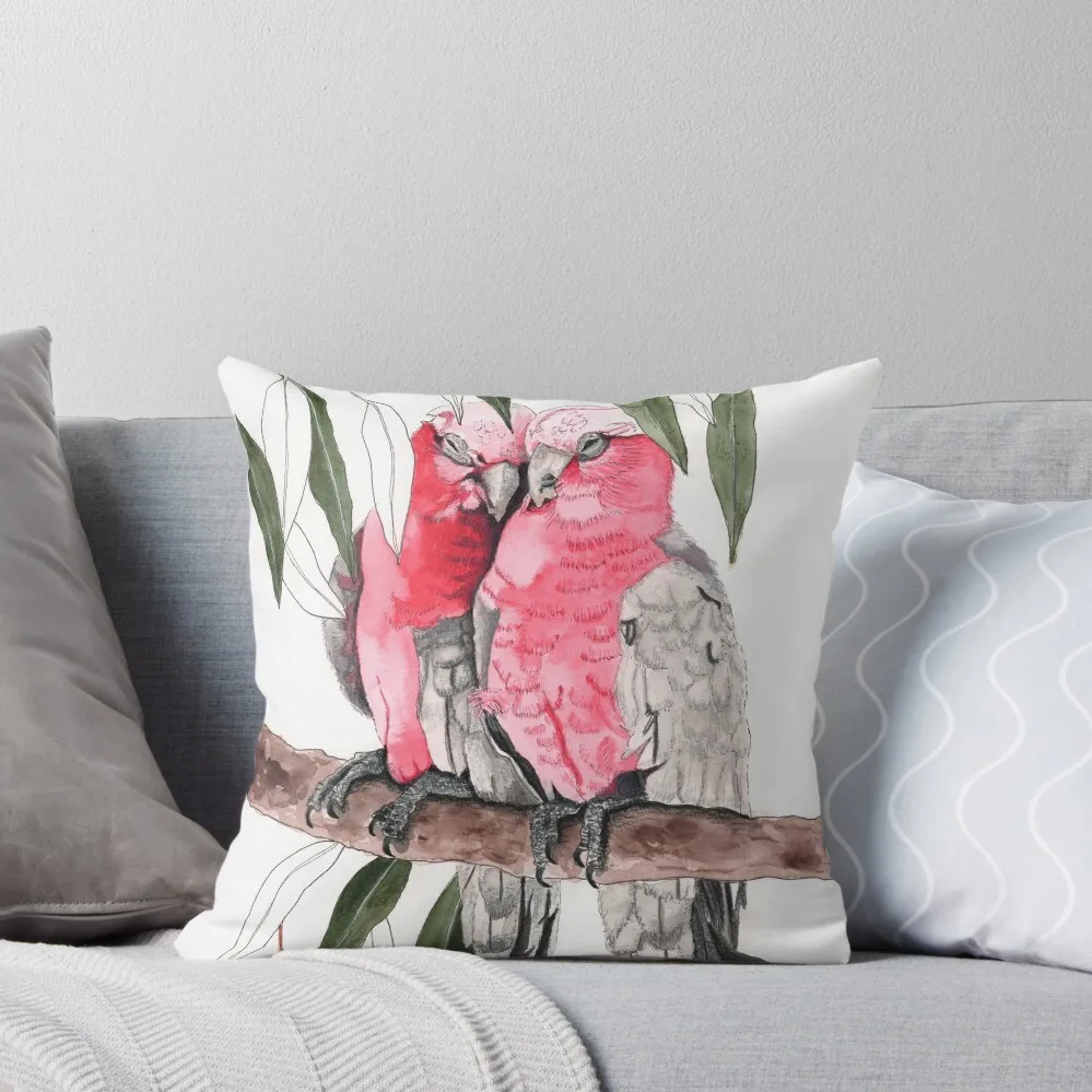 

Galahs Pair Pink Australian Birds Eucalyptus Throw Pillow Pillow Decor christmas supplies sleeping pillows pillow