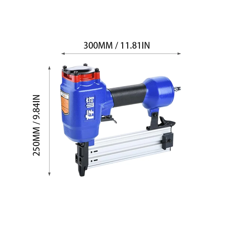 Cunqi T50 Pneumatic Straight Nail Gun, Industrial-Grade Safety Model with Trigger Lock, Compatible with 15~50mm T-Type Straight Nails, 100-Shot Nail Capacity, 8mm Air Hose, Heavy-Duty Pneumatic Nail Gun for Woodworking, Home Decoration, Ceiling Panels, Furniture, Door and Window Installation