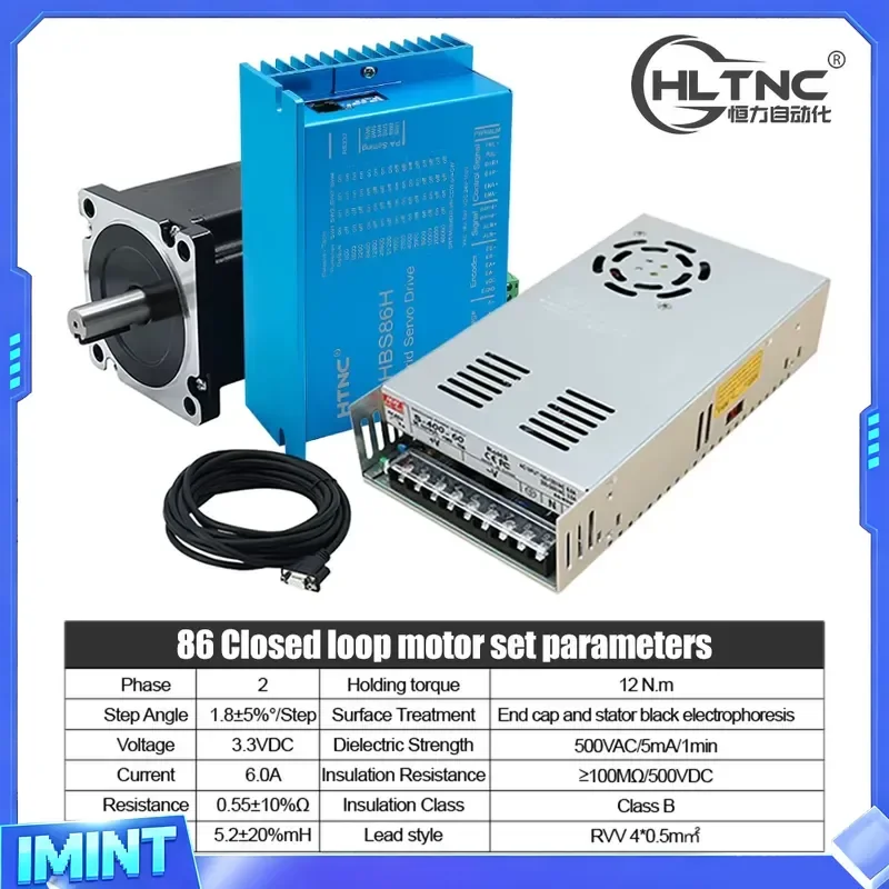 HLTNC Nema 34 Closed Loop Stepper Motor 4.5Nm 8.5Nm 12Nm with HBS86H Hybrid Servo Driver 400W 60V POWER SUPPLY for CNC Router