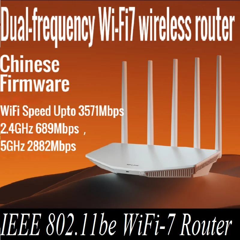 IEEE WiFi-7 be 3571 yönlendirici, 2.4 Mbps WiFi7 kablosuz örgü yönlendirici, BE3600 çift frekanslı kablosuz yönlendirici, 689G 2882 Mbps, 5G M