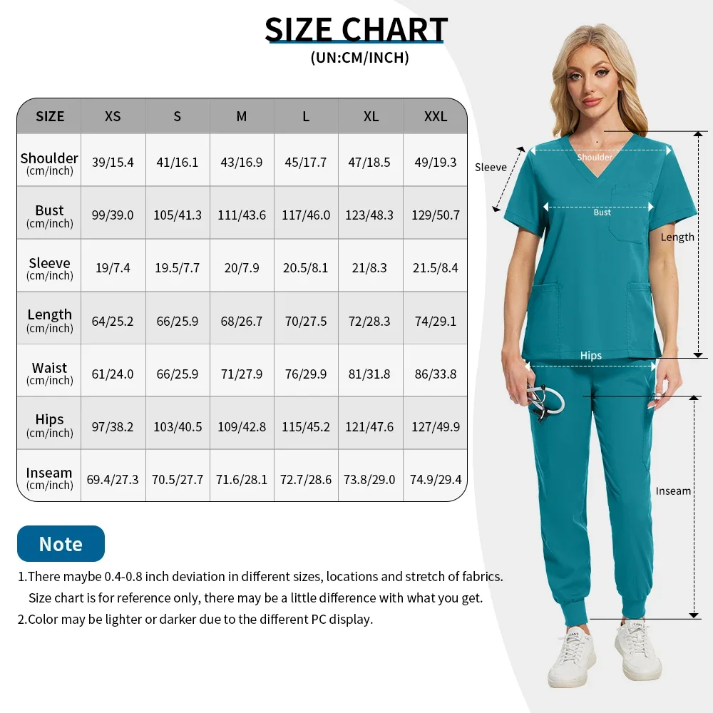 Uniformes de soins infirmiers de dentisterie à col en v de nombreuses couleurs, ensembles d'anesthésiste pour femmes, uniformes médicaux pour femmes, pantalons à jambes de jogging, ensembles d'infirmière médicale