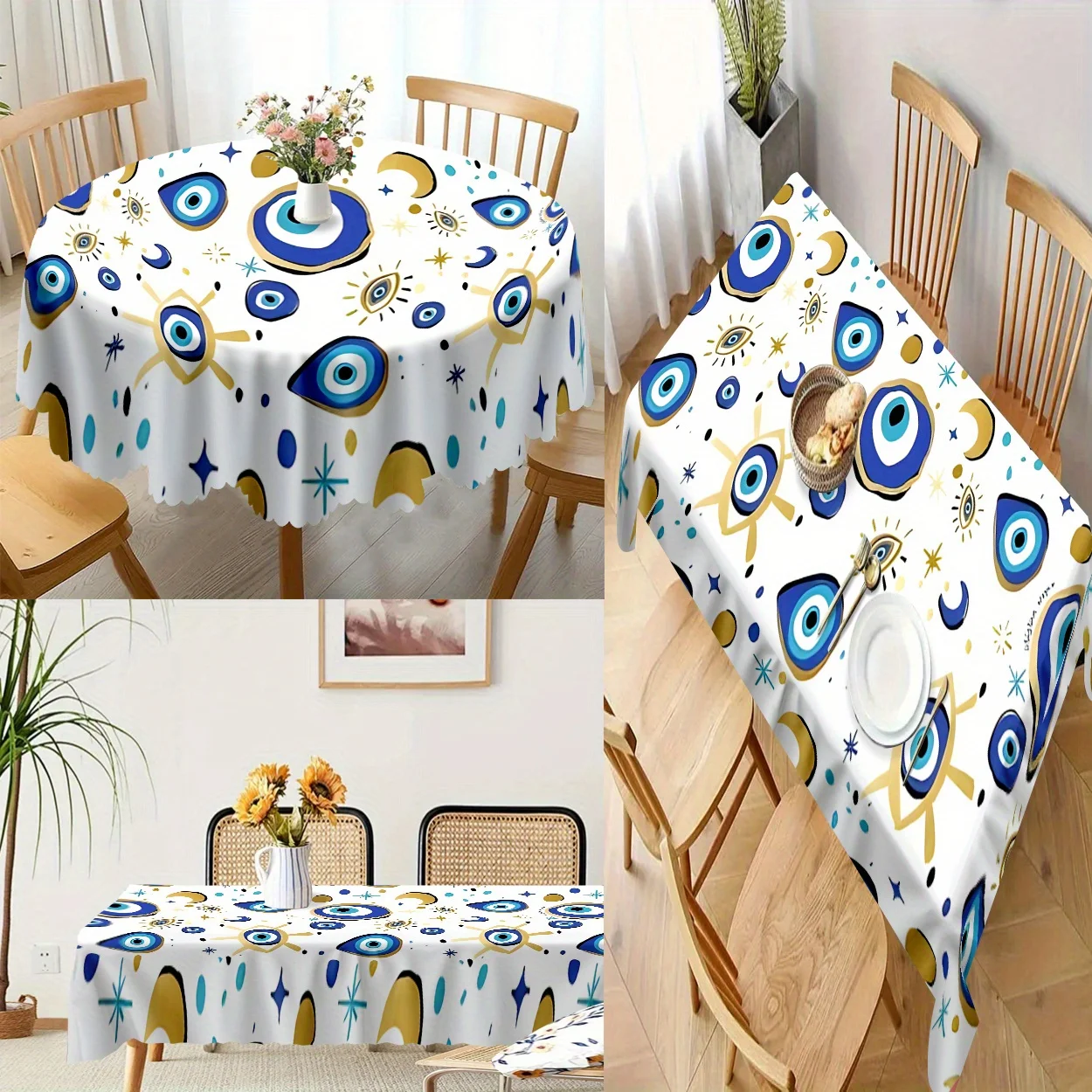 1-piece, polyester material, with artistic theme eyes and moon decoration pattern digitally printed tableclothzyc