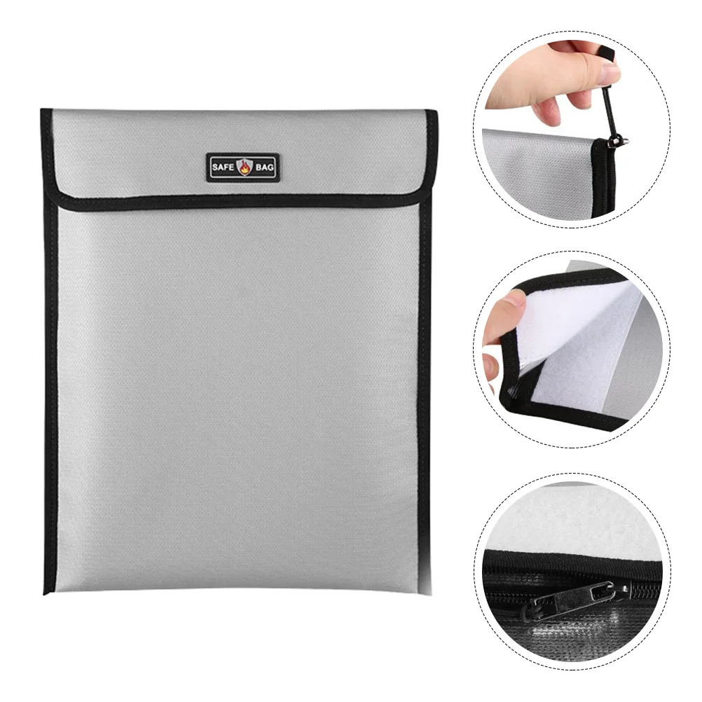 Waterproof and Fireproof Bag File Document Security Pouch High Temperature Glass